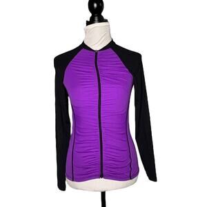 Active Angelz Full Zip Long Sleeve Cycle Top Purple Black Size Large